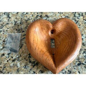 Hand Carved Wood Heart Light Switch Cover  5.5” Vintage Glyn Snow 1984